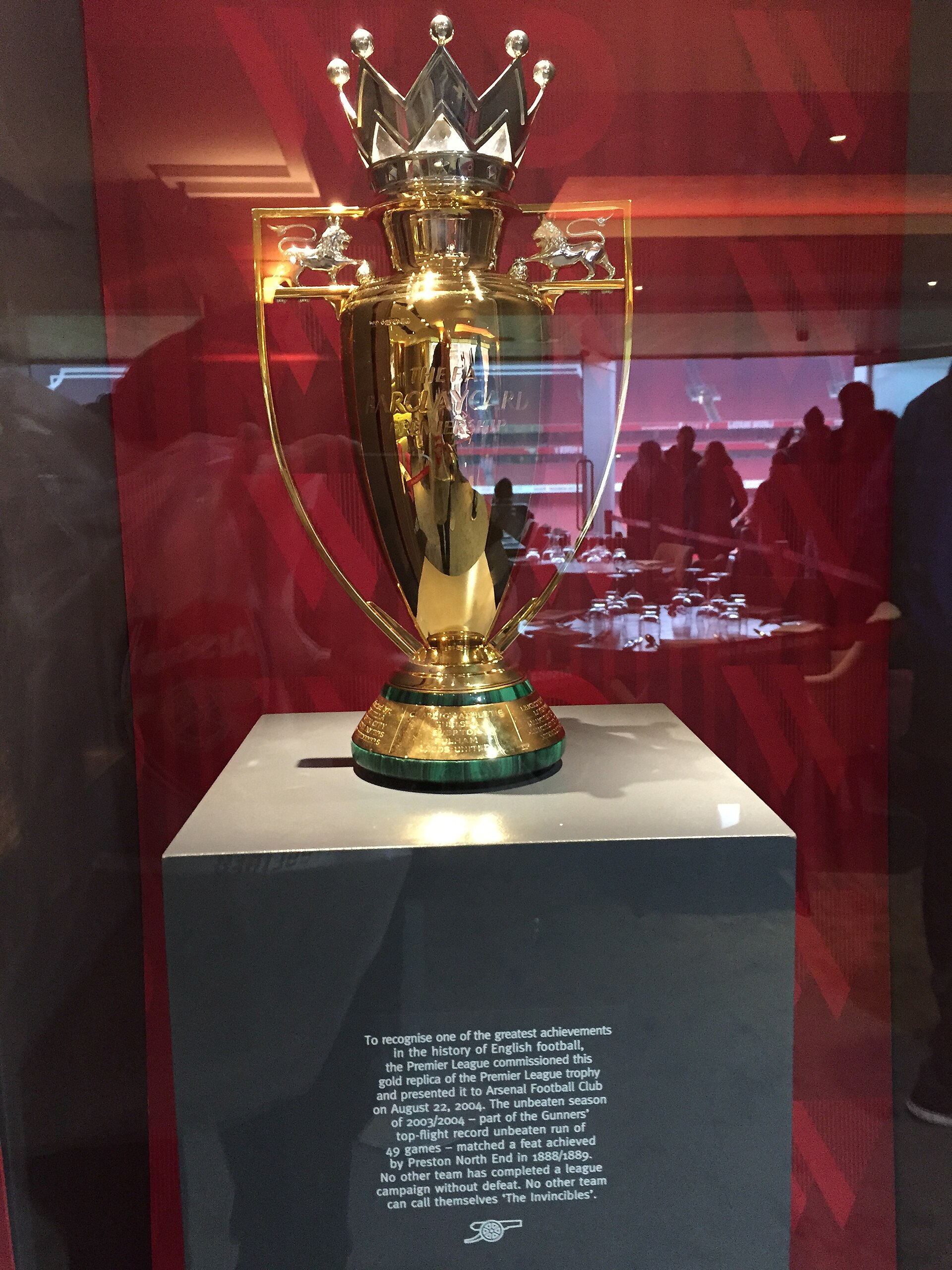 The gold Invincibles Premier League trophy