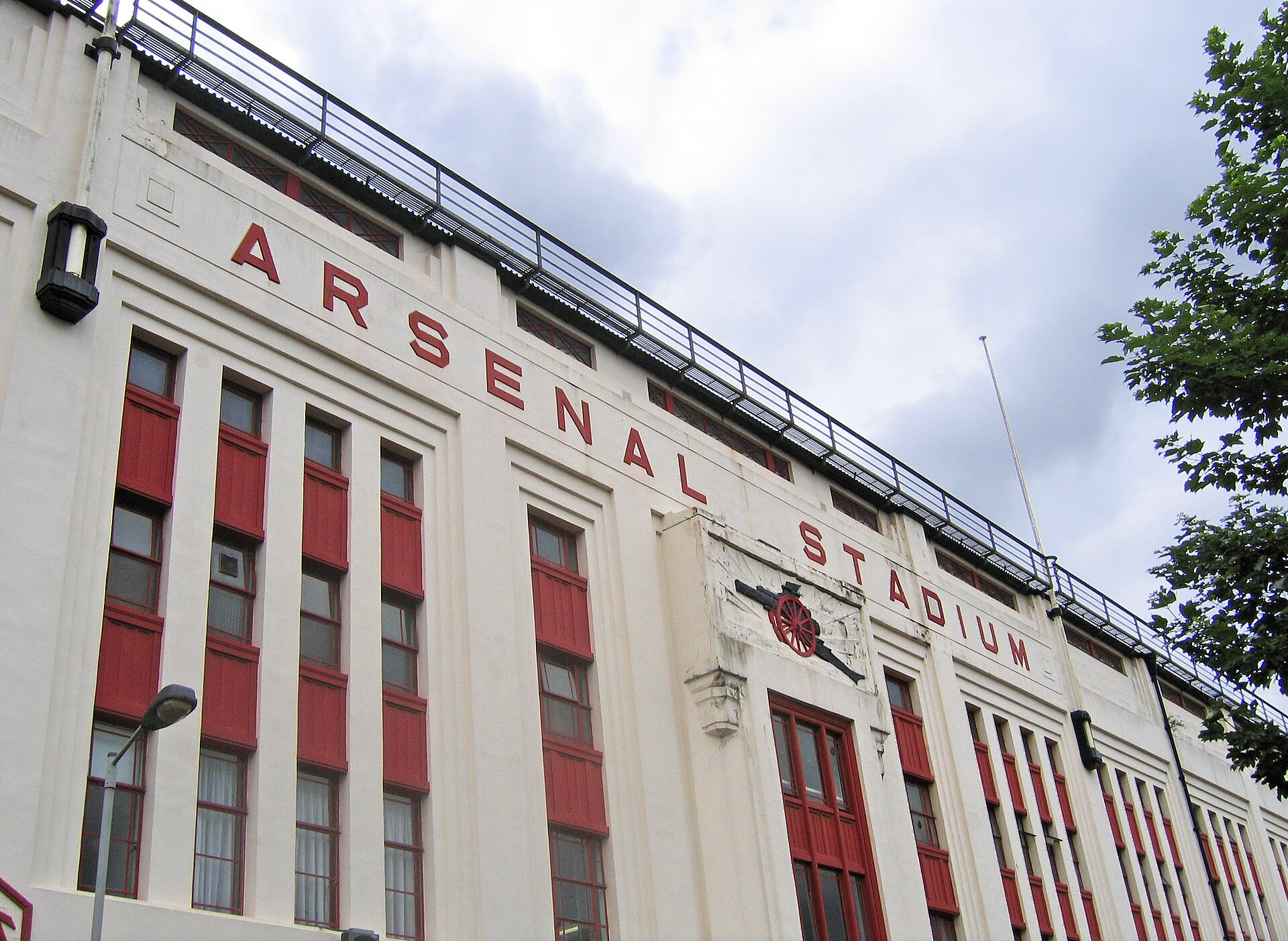 The East Stand facade at Highbury